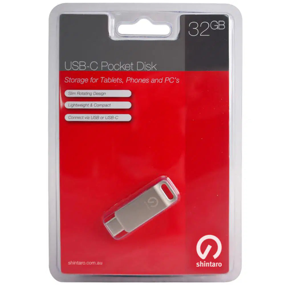 Shintaro 32GB USB-C & USB-A Pocket Disk