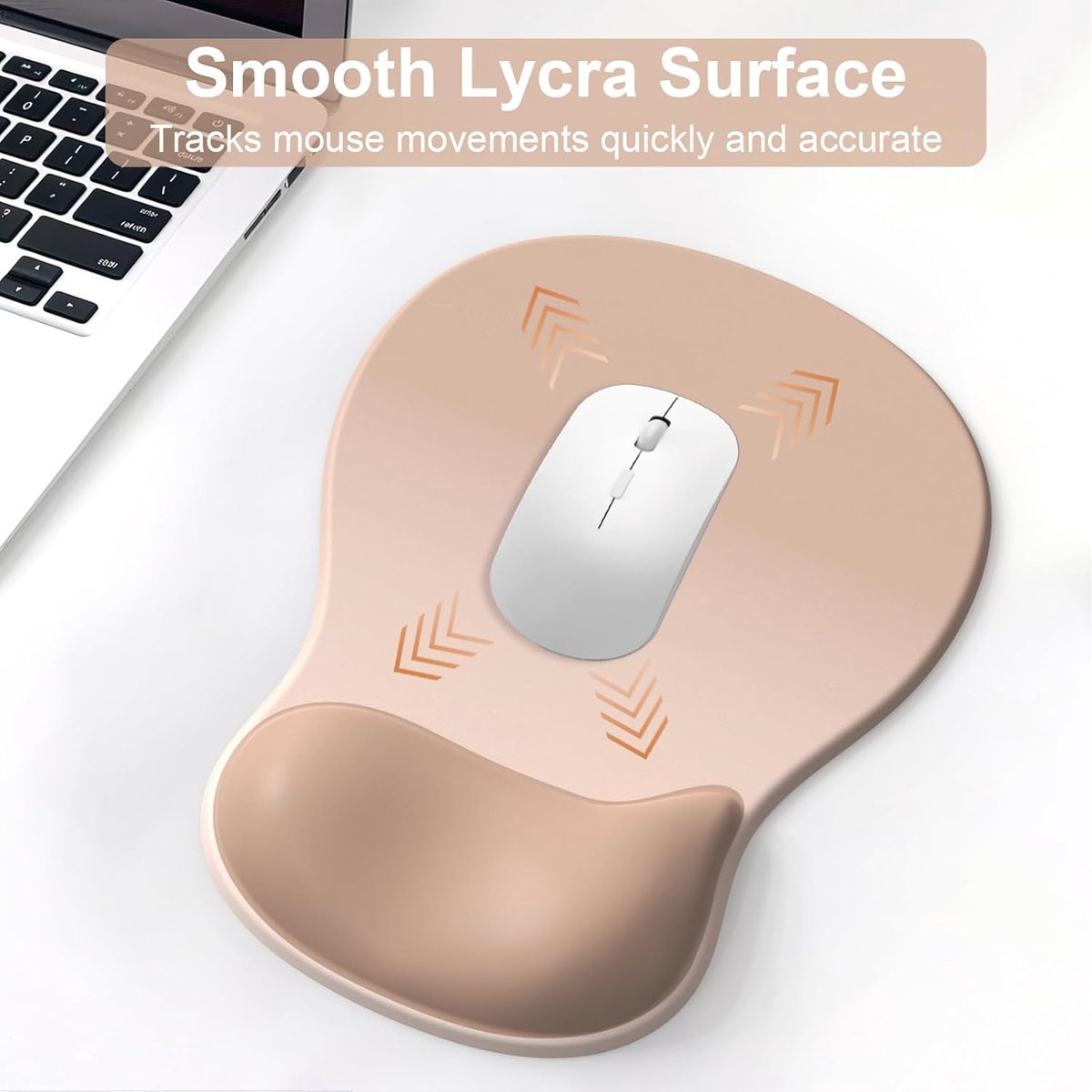 Gel mouse pad - mouse pad with wrist rest - Gaming Mouse Pad - Mouse Pad with Memory Foam Wrist Rest and Non-Slip Base - Non-Slip - Desk Accessories for Office - Office - For Computer, Cafe, Home & Office - 26 × 19.5 cm - Gradient Apricot