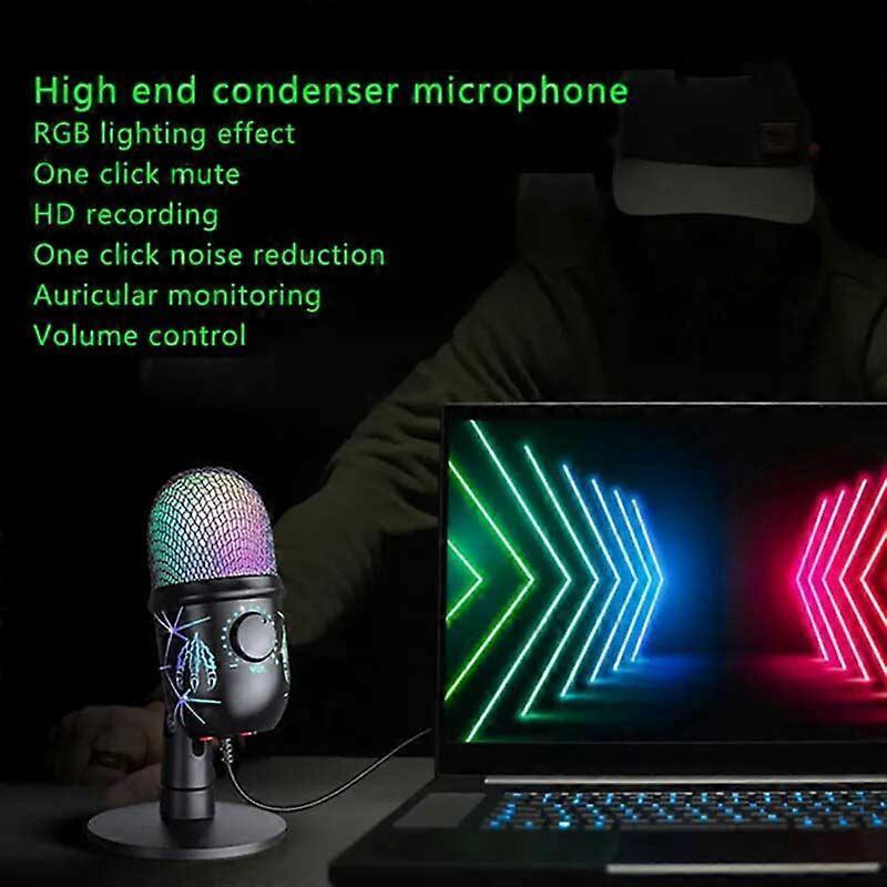 RGB USB Condenser Microphone - Gaming Laptop Recording Microphone