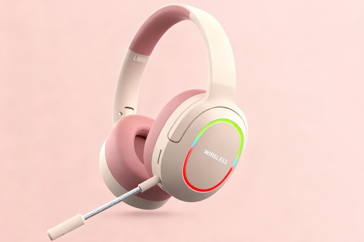 Wireless Gaming Headset Headphone with Microphone Volume - Pink