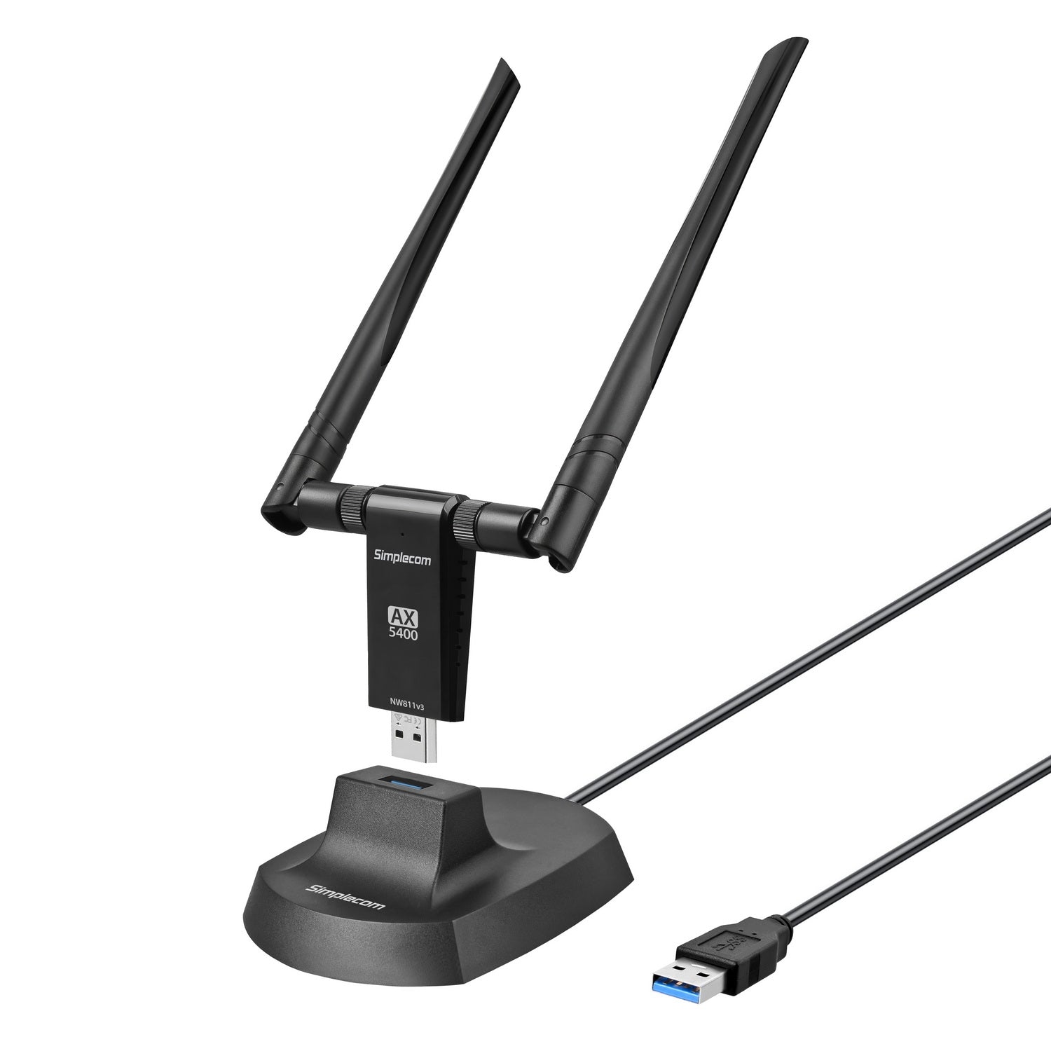 Simplecom NW811v3 AX5400 Tri-Band Wi-Fi 6E USB Adapter with 2x 5dBi Antennas