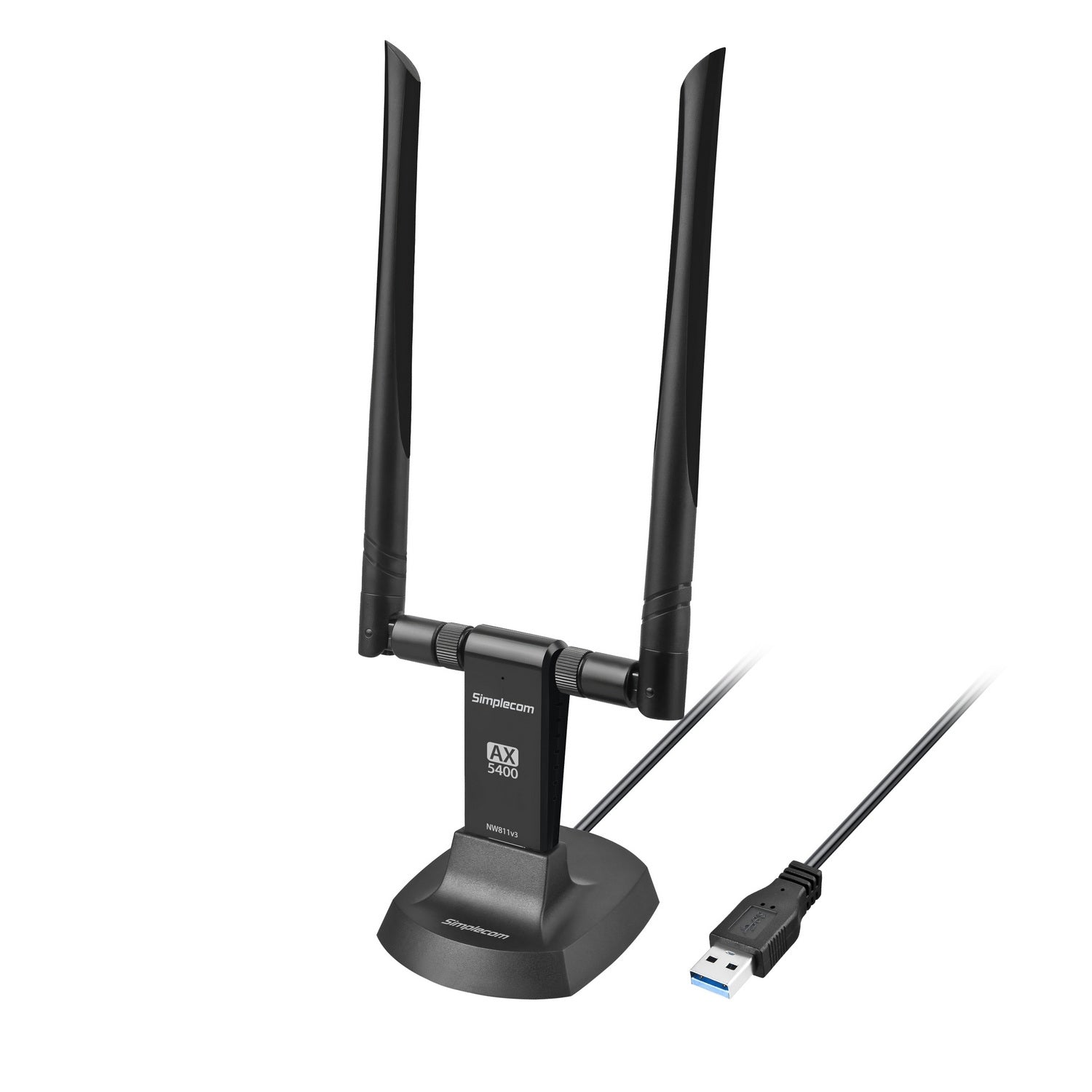 Simplecom NW811v3 AX5400 Tri-Band Wi-Fi 6E USB Adapter with 2x 5dBi Antennas
