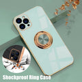 Light Cyan Luxury Shockproof Silicone Ring Case Stand Cover for iPhone 14 13 12 Pro Max - iPhone 12 Pro