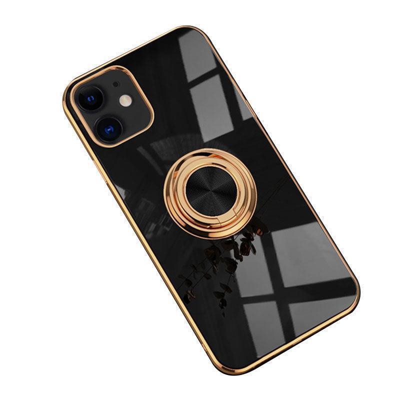 Black Luxury Shockproof Silicone Ring Case Stand Cover for iPhone 14 13 12 Pro Max - iPhone 12 Pro Max