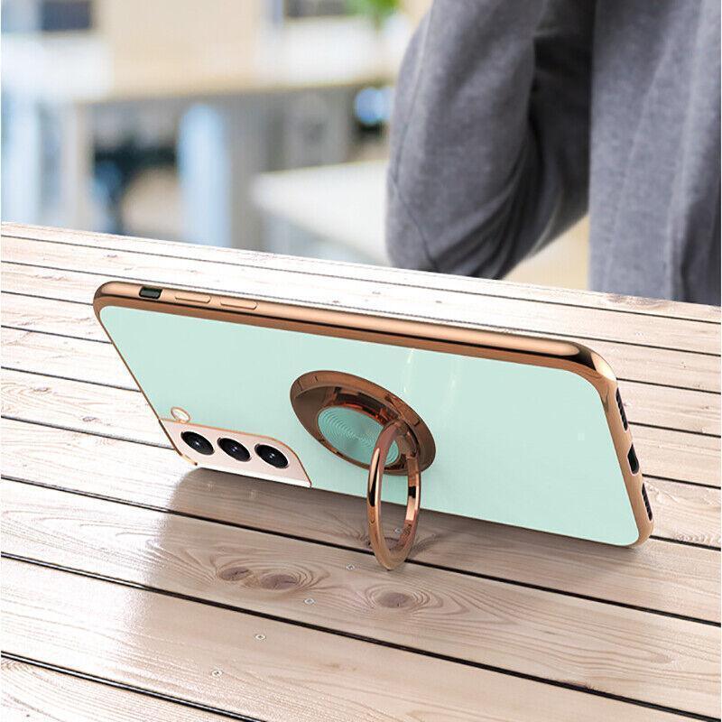Dark Green Shockproof Ring Holder Case Cover for Samsung S22 Ultra S22 Plus Note 20 - Samsung Galaxy A32 5G