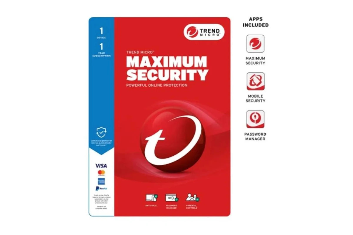 Trend Micro Maximum Security Plus 1 Device 1 Year — With VPN — Digital Key